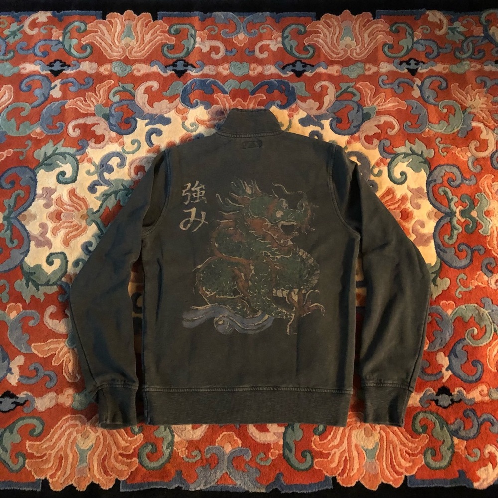 Lucky Brand Jacket “Dragon” Graphic Design Vintage Look Size X-Small - Picture 8 of 9
